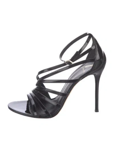 Pre-owned Brian Atwood Patent Leather Sandals In Black