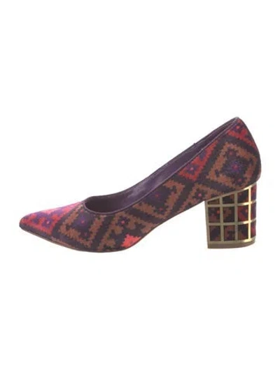 Pre-owned Brian Atwood Patterned Pumps In Purple/red