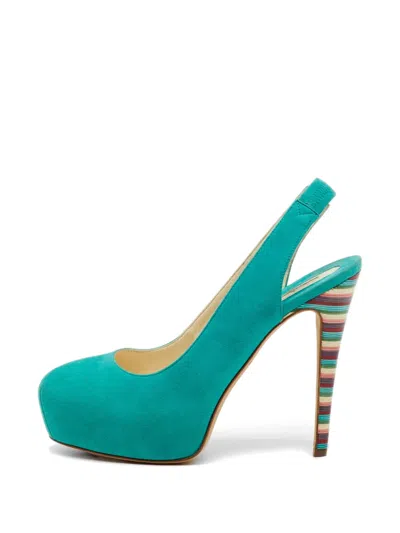 Pre-owned Brian Atwood Platform Suede Pumps In Blue