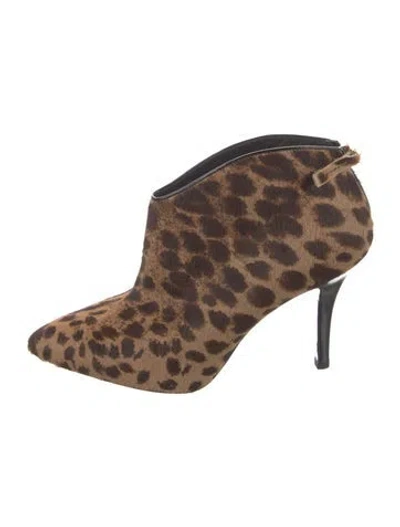 Pre-owned Brian Atwood Ponyhair Animal Print Boots In Brown