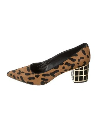 Pre-owned Brian Atwood Ponyhair Animal Print Pumps In Brown