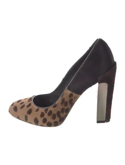 Pre-owned Brian Atwood Ponyhair Animal Print Pumps In Neutral