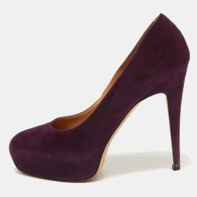 Brian Atwood Purple Suede Maniac Platform Pumps