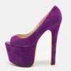 Brian Atwood Purple Suede Platform Open Toe Pumps In Multi