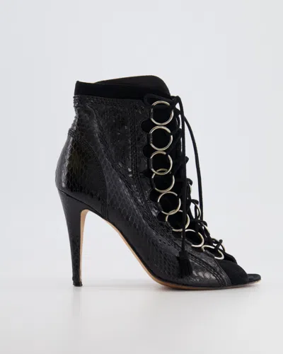 Brian Atwood Python Laced Ankle Boots In Black