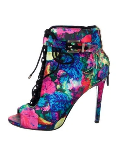 Pre-owned Brian Atwood Satin Printed Pumps In Blue
