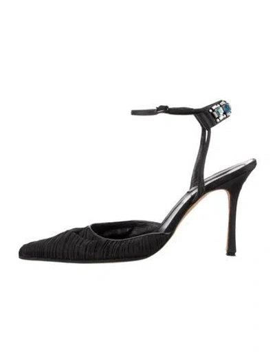 Pre-owned Brian Atwood Satin Slingback Pumps In Black