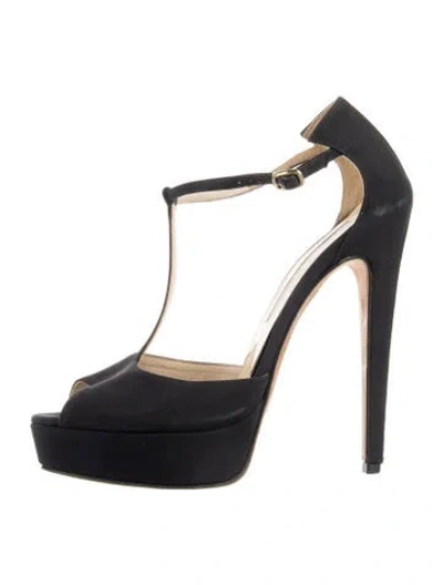 Pre-owned Brian Atwood Satin T-strap Pumps In Blue