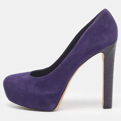 Pre-owned Brian Atwood Size 39 Purple Suede Platform Pumps