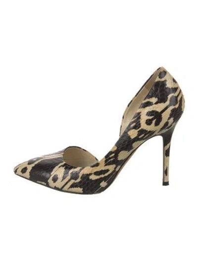 Pre-owned Brian Atwood Snakeskin Animal Print D'orsay Pumps