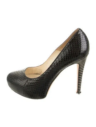 Pre-owned Brian Atwood Snakeskin Animal Print Pumps In Black