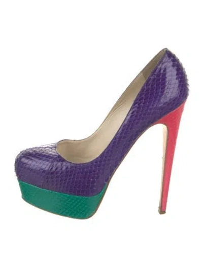 Pre-owned Brian Atwood Snakeskin Animal Print Pumps In Purple