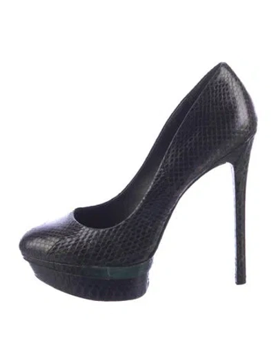Pre-owned Brian Atwood Snakeskin Animal Print Pumps In Purple