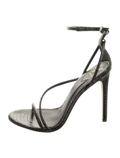 Pre-owned Brian Atwood Snakeskin Animal Print Sandals In Black