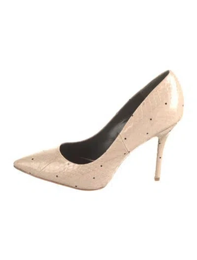 Pre-owned Brian Atwood Snakeskin Polka Dot Print Pumps In Neutrals