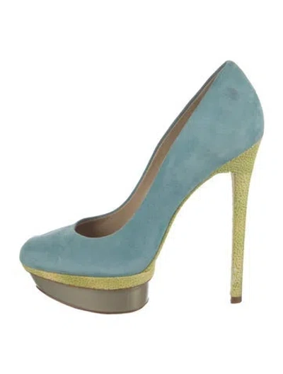 Pre-owned Brian Atwood Suede Animal Print Pumps In Blue