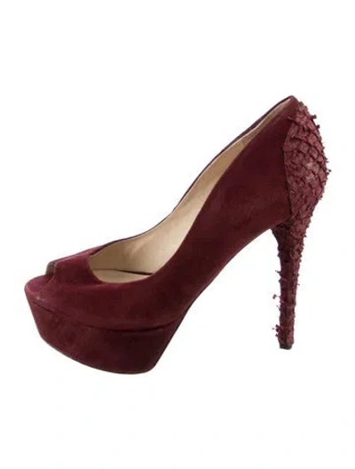 Pre-owned Brian Atwood Suede Animal Print Pumps In Burgundy