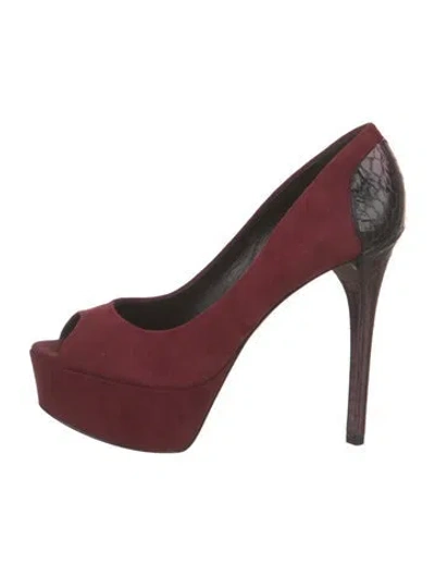 Pre-owned Brian Atwood Suede Animal Print Pumps In Red