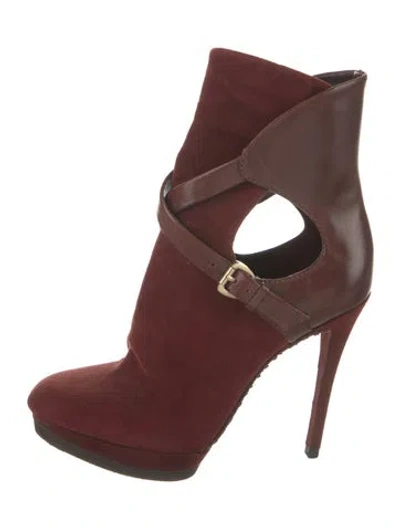 Pre-owned Brian Atwood Suede Boots In Burgundy