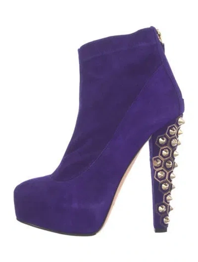 Pre-owned Brian Atwood Suede Boots In Purple
