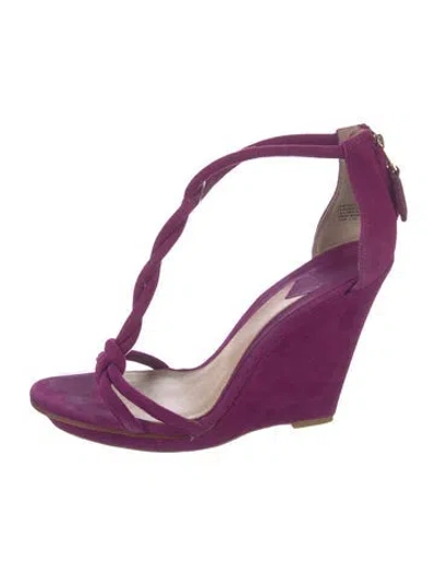 Pre-owned Brian Atwood Suede Braided Accents Slingback Sandals In Purple