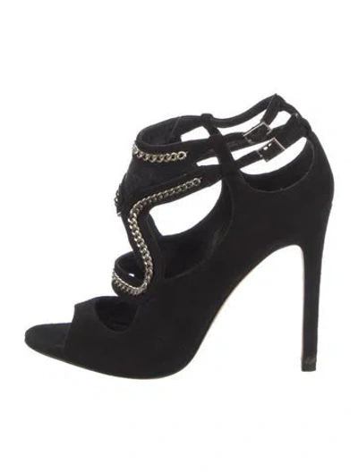 Pre-owned Brian Atwood Suede Chain-link Accents Pumps In Black