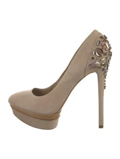 Pre-owned Brian Atwood Suede Crystal Embellishments Pumps
