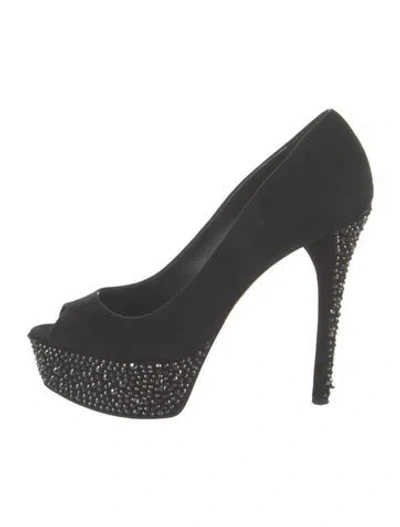 Pre-owned Brian Atwood Suede Crystal Embellishments Pumps In Black
