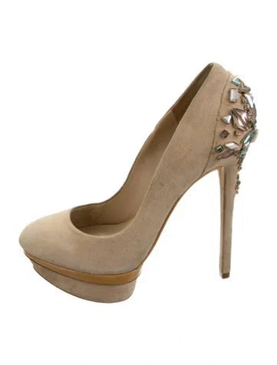 Pre-owned Brian Atwood Suede Crystal Embellishments Pumps In Multicolor