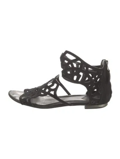 Pre-owned Brian Atwood Suede Gladiator Sandals In Black