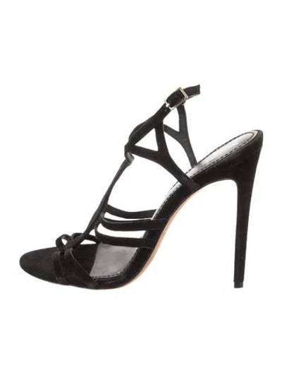 Pre-owned Brian Atwood Suede Gladiator Sandals In Black