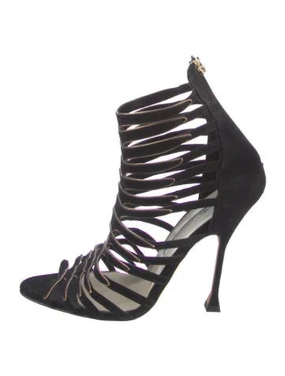 Pre-owned Brian Atwood Suede Gladiator Sandals In Black