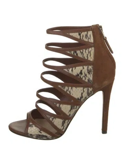 Pre-owned Brian Atwood Suede Gladiator Sandals In Brown