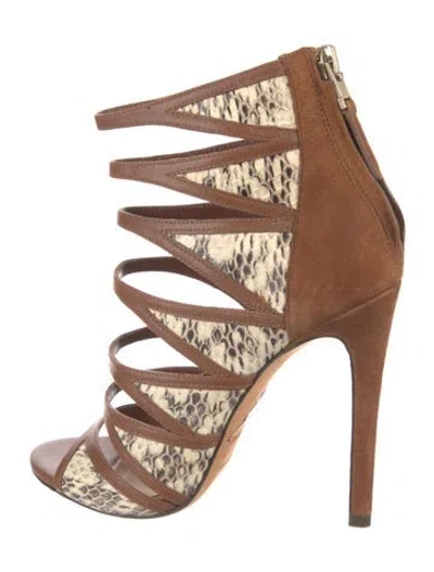 Pre-owned Brian Atwood Suede Gladiator Sandals In Brown