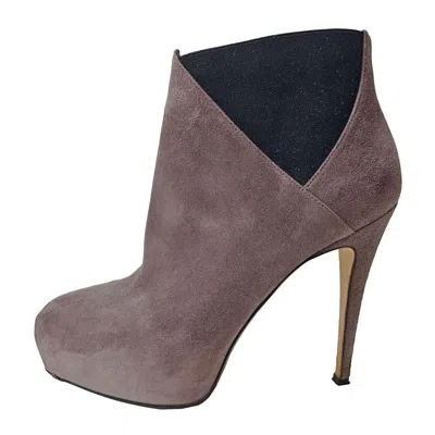 Pre-owned Brian Atwood Suede Half Boots Size 39 In Gray