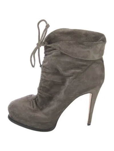Pre-owned Brian Atwood Suede Lace-up Boots In Gray