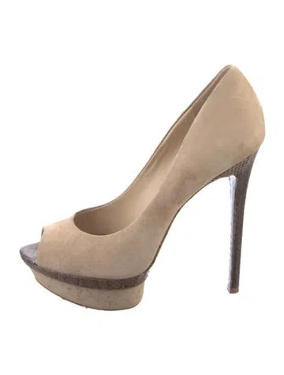 Pre-owned Brian Atwood Suede Pumps In Neutral