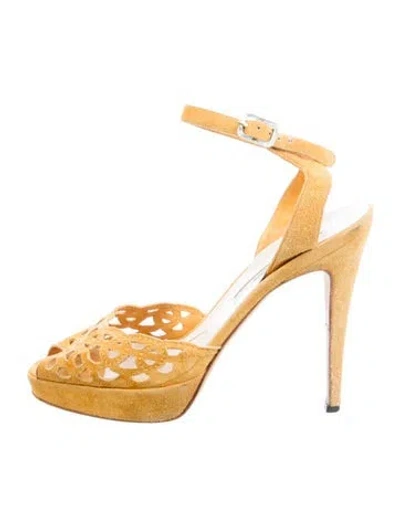 Pre-owned Brian Atwood Suede Sandals In Yellow