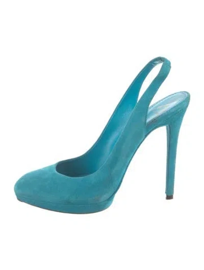 Pre-owned Brian Atwood Suede Slingback Pumps In Blue