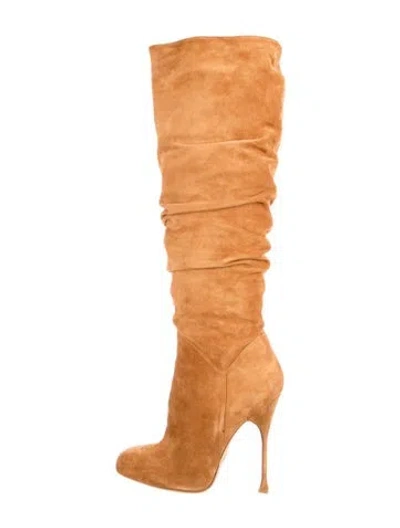 Pre-owned Brian Atwood Suede Slouch Boots In Neutral