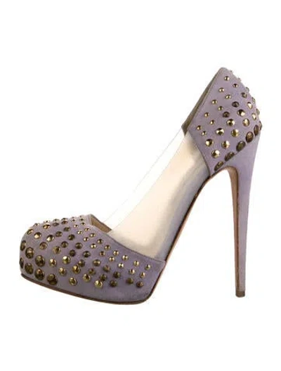 Pre-owned Brian Atwood Suede Studded Accents Pumps In Purple