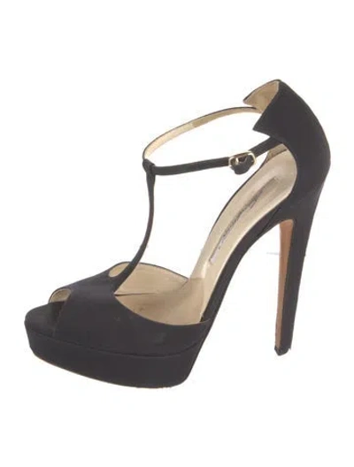 Pre-owned Brian Atwood T-strap Pumps In Black