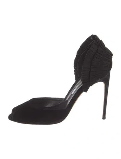 Pre-owned Brian Atwood Velvet Sandals In Black