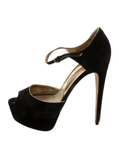 Pre-owned Brian Atwood Vintage Suede Pumps In Black