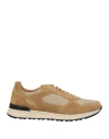 Brian Cress Man Sneakers Camel Size 8 Soft Leather, Textile Fibers In Beige