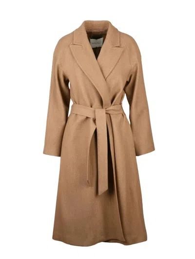 Brian Dales Beige Yak Wool Women's Long Coat In Multi