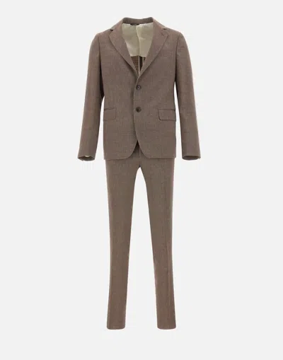 Brian Dales Linen And Wool Two Piece Suit In Light Tobacco Slim Fit In Brown
