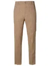 Shop Brian Dales Brown Linen Blend Trousers