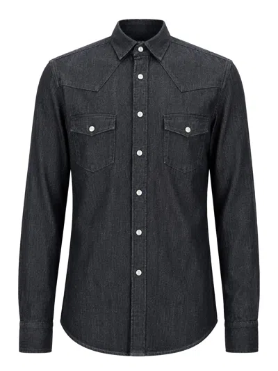 Brian Dales Camicia In Denim Di Cotone In Black