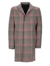 Brian Dales Mid-length Plaid Coat With Structured Collar And Tailored Fit In Multi
